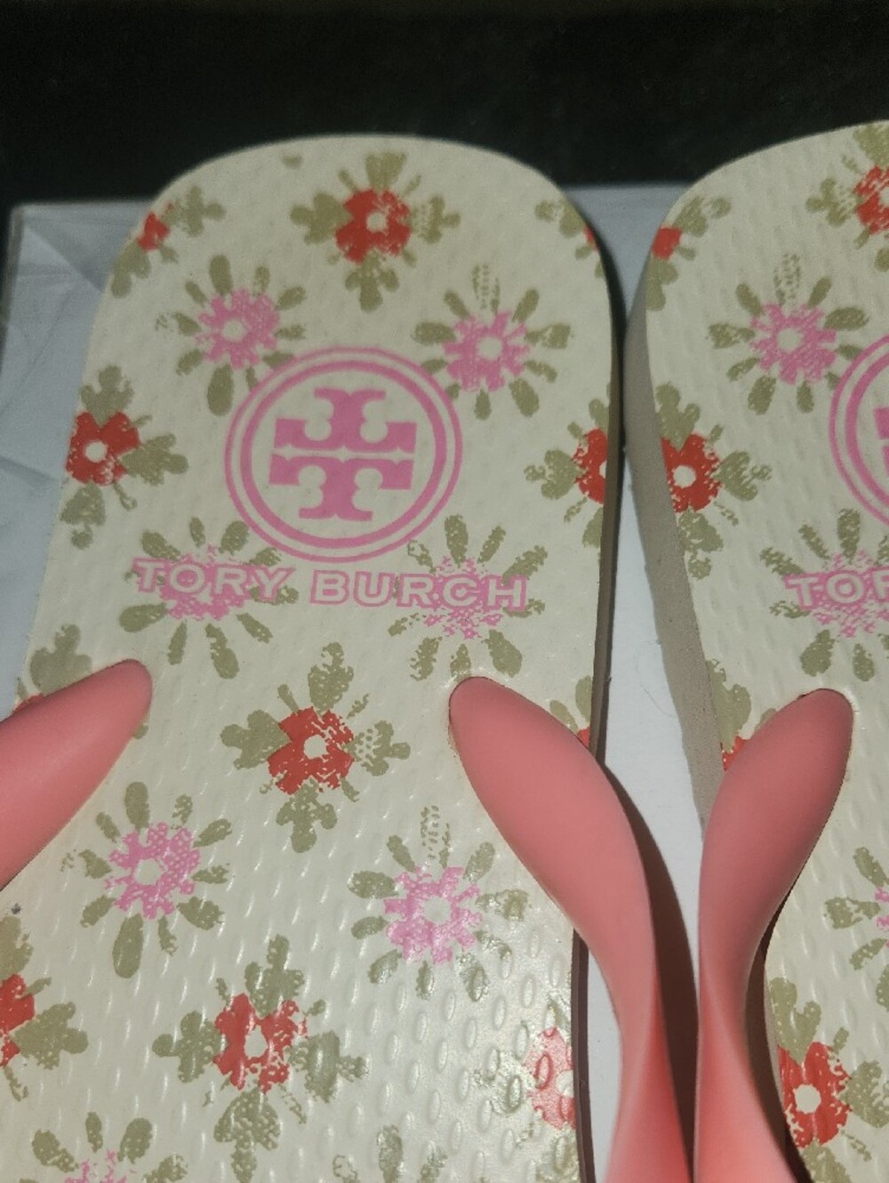Tory Burch Pink Floral Logo Flip Flop Sandals - Picture 4 of 6